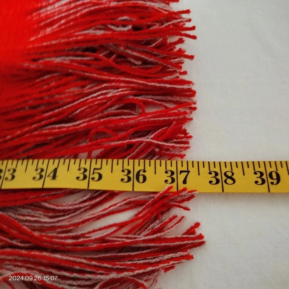 Nautica Performance Unisex OS Scarf Rectangle Red Beige Tassel Reversible